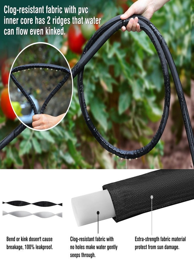 Premillow Soaker Hose - Flat Soaker Hose 100FT for Garden Beds, Water Garden Soaker Hose Linkable Consistent Drip Irrigation Hose Save 83% Water - Image 4