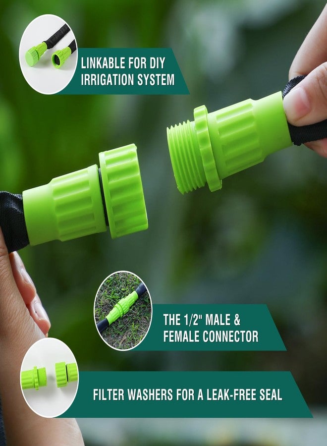 Premillow Soaker Hose - Flat Soaker Hose 100FT for Garden Beds, Water Garden Soaker Hose Linkable Consistent Drip Irrigation Hose Save 83% Water - Image 3