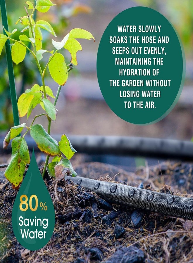 Premillow Soaker Hose - Flat Soaker Hose 100FT for Garden Beds, Water Garden Soaker Hose Linkable Consistent Drip Irrigation Hose Save 83% Water - Image 2