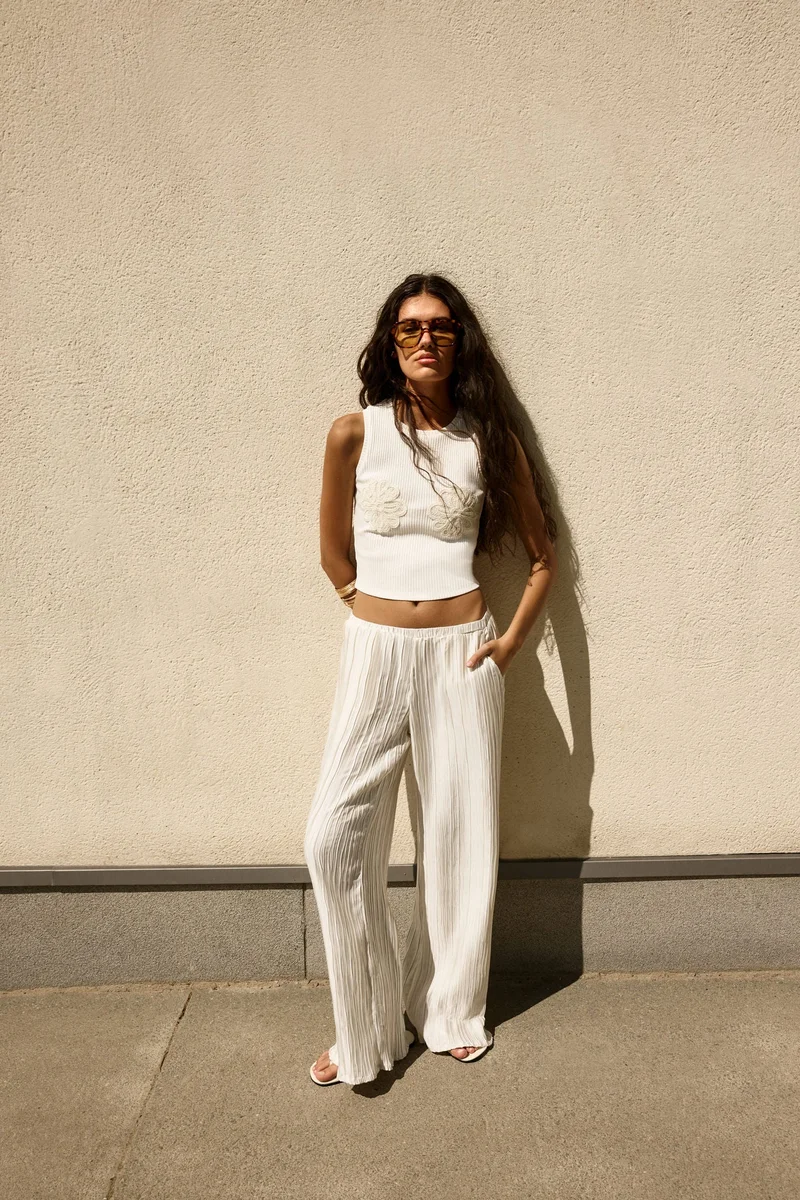 H&M Crinkled pull-on trousers