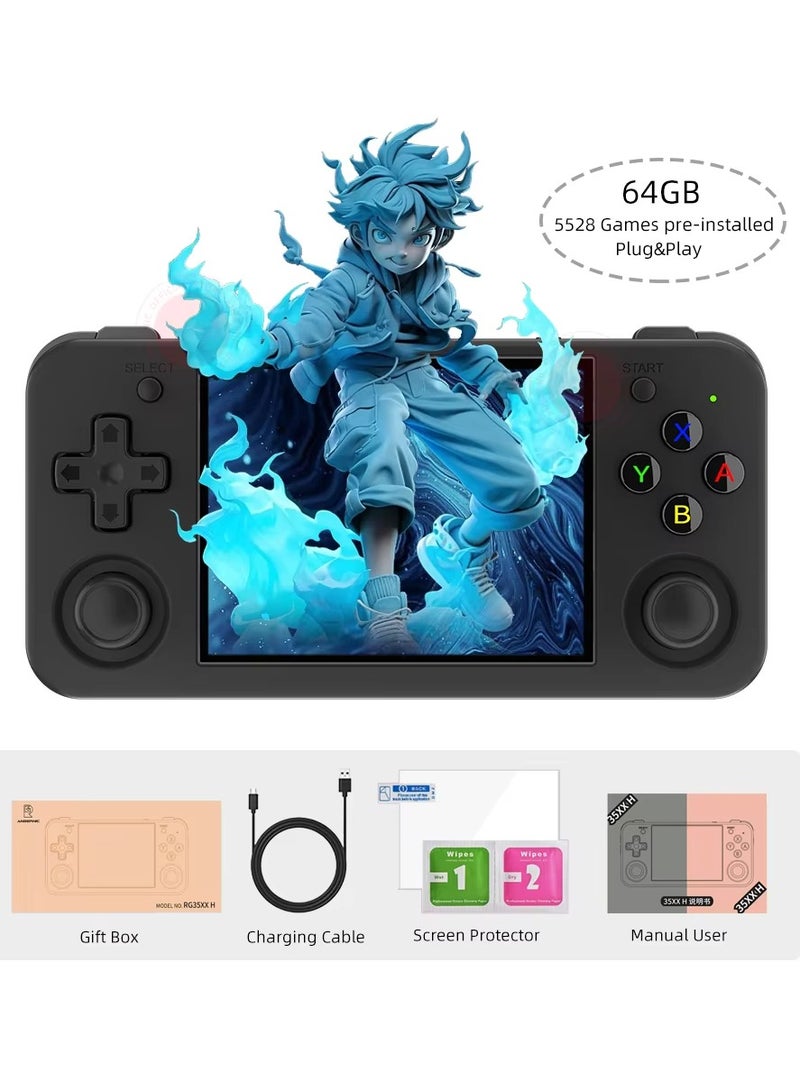 ANBERNIC  RG35XX H Retro Handheld Game Console, Linux System 3.5 inch IPS Screen, 64G TF Card Built-in 3300 mAh Battery Lasts up to 8 Hours Compatible with 5G WiFi and Bluetooth, Portable Gaming Console - Image 1