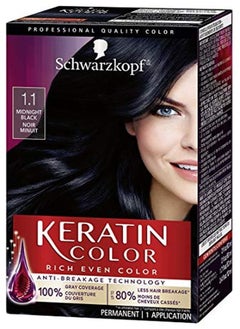 Keratin Color Permanent Hair Color Cream, 1.1 Midnight Black (Packaging May Vary), Pack Of 1