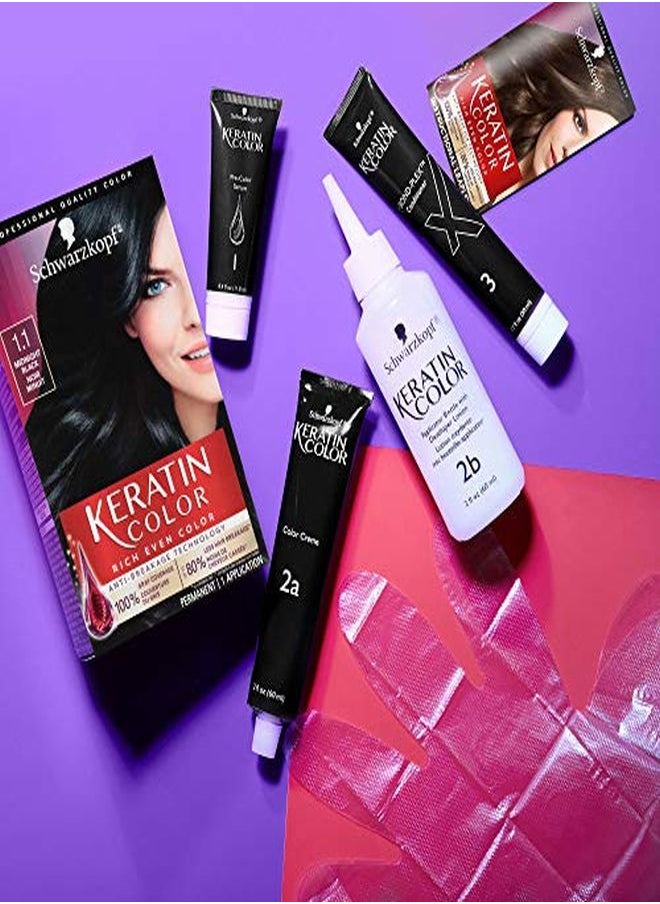 Schwarzkopf - Keratin Color Permanent Hair Color Cream, 1.1 Midnight Black (Packaging May Vary), Pack Of 1 - Image 1