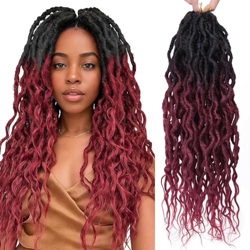 SuyiIRL Goddess Faux Locs Crochet Hair Bohemian Locs 24 Inches Afro Dreadlock Faux Dreads Ombre Red Crochet Hiar For Black Women - Image 1