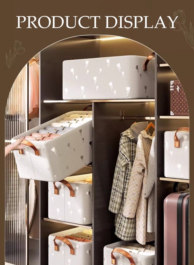 DUNISO 3 Pcs Wardrobe Clothes Organizer, oxford cloth foldable storage box，with handles, wear resistant and easy to clean，for storing shirts, sweaters, T shirts, jeans, 47*28*20cm - Image 3