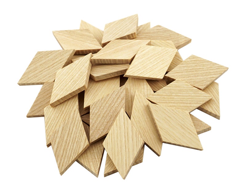 AVK Mosaic 2.3"x1.34" Wood Diamond Shape Unfinished Wood Mosaic Tile - 30 pcs - Image 1