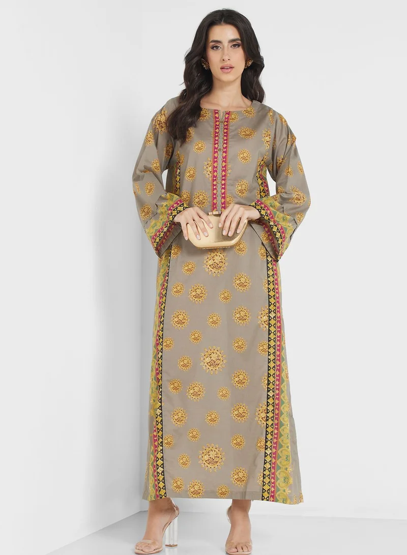 Nishat Linen Side Slit Printed Jalabiya