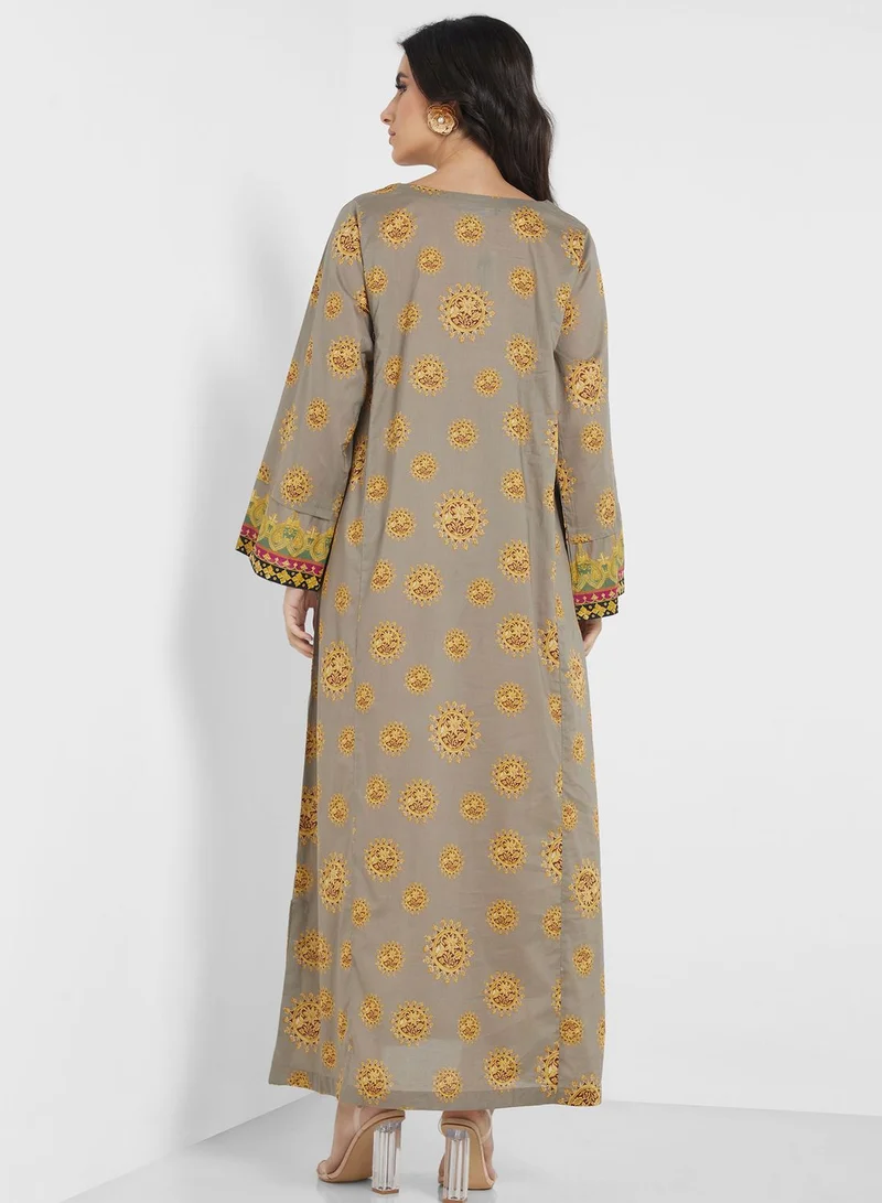 Nishat Linen Side Slit Printed Jalabiya