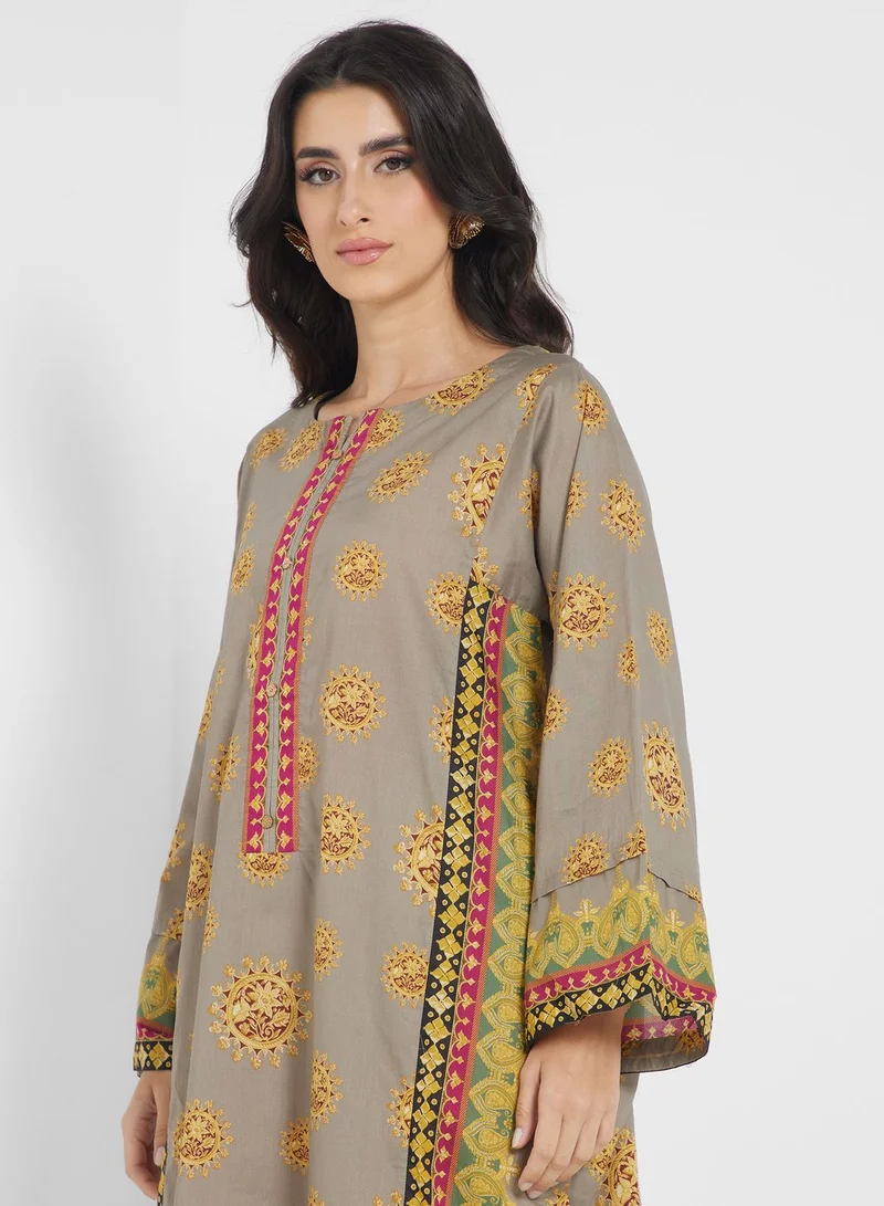 Nishat Linen Side Slit Printed Jalabiya