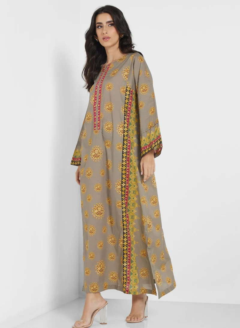 Nishat Linen Side Slit Printed Jalabiya