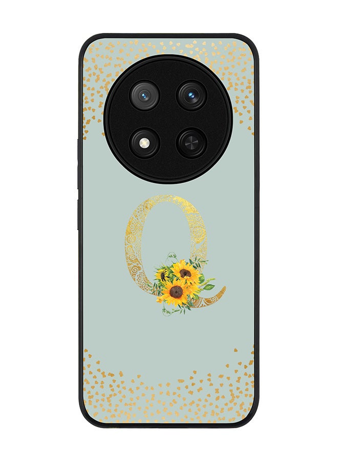 Stylizedd For Honor X9c / Honor Magic7 Lite 5G Case,Slim fit Camera Protection, Shockproof Thin Phone cover  - Custom Floral Monogram - Q  (Light Grey ) - Image 1
