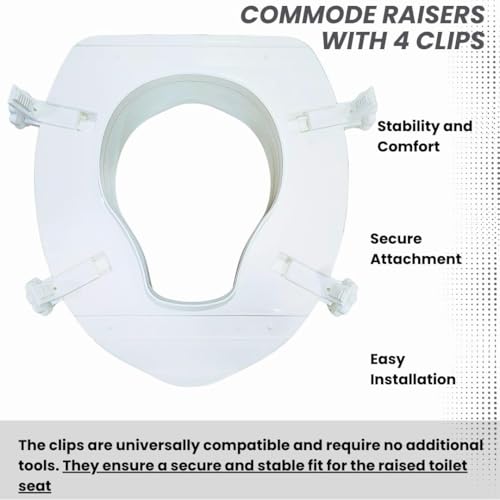 Madison commode elevator 4 inch with 4 Clips | premium toilet seat raiser with spider grips | Commod Raiser | Raised Toilet Seat | Commod Height Elevator Seat, toilet raiser seat With 5 Year Warranty. - Image 3
