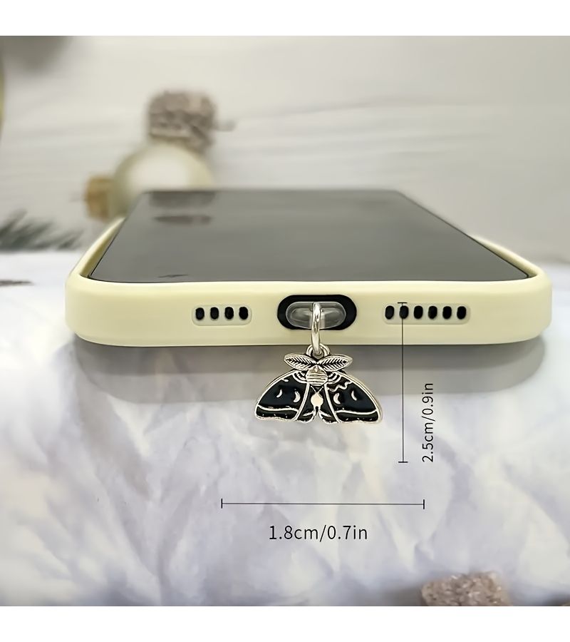 Red Golden Moth Dust Plug For iPhone Simple Fashion Phone Jack Protector - Image 2