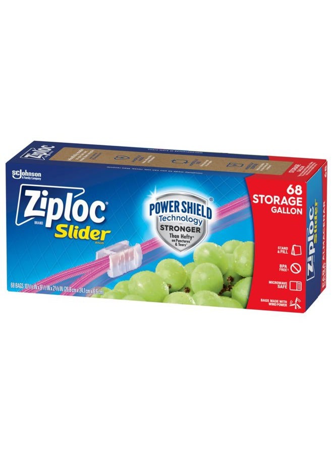 Ziploc Gallon Food Storage Slider Bags, Power Shield Technology for More Durability, 68 Count - Image 1