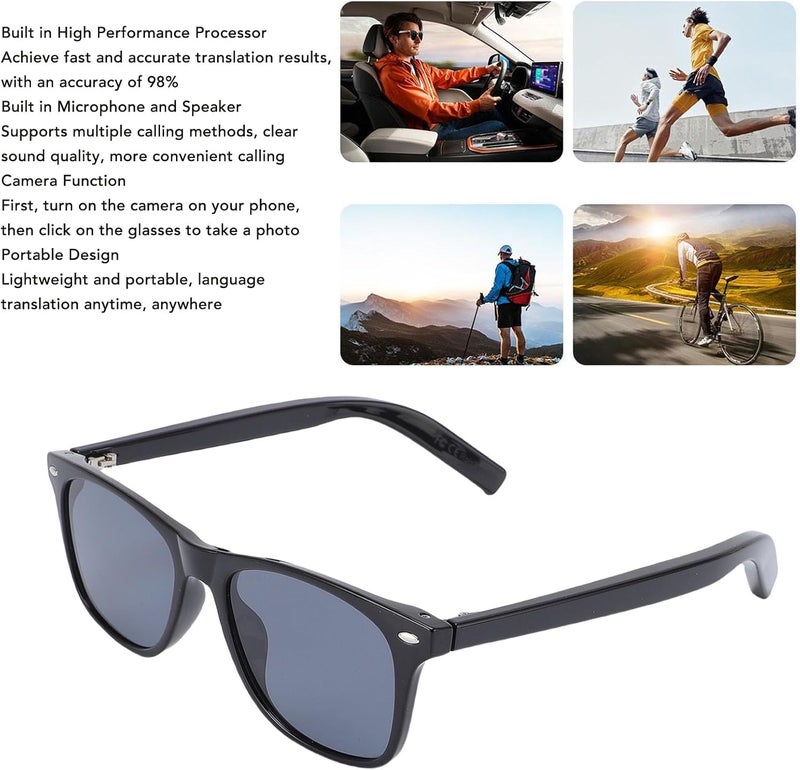 Zopsc AI Translation Glasses, Wireless Bluetooth Real-Time Translator Smart Sunglasses, 100 Languages Translator Headset with Mic & Speaker for Men Women - Image 3
