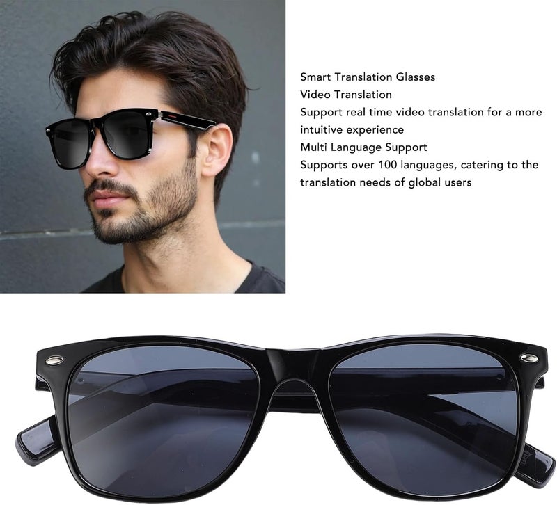 Zopsc AI Translation Glasses, Wireless Bluetooth Real-Time Translator Smart Sunglasses, 100 Languages Translator Headset with Mic & Speaker for Men Women - Image 2