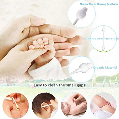 Rayhee Baby Cotton Swabs, Organic Fragrance and Chlorine-Free Kids Safety Swabs, 100% Biodegradable Gentle Baby Qtips, Hypoallergenic Children Cotton Buds|4 Packs of 55 Swabs (220 Total) - Image 3