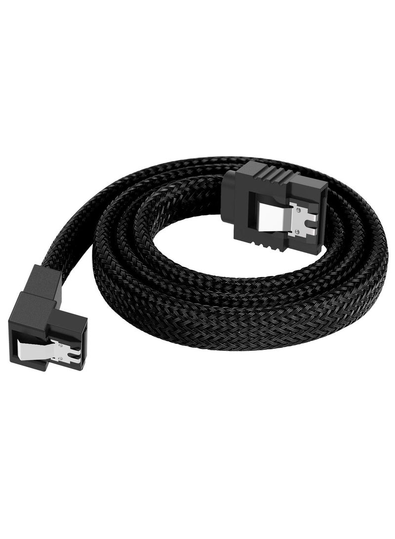 5 Pack 90 Degree SATA Cable 6Gbps Data Cable for HDD SSD CD Drive Locking Latch 50cm Black - Image 3