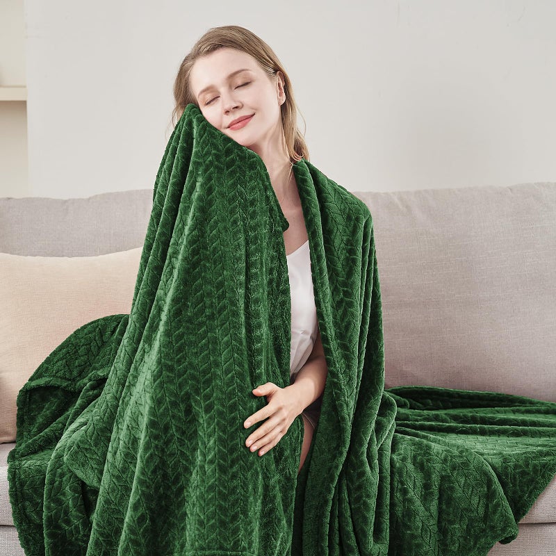 Inhand Fleece Throw Blanket, Super Soft Flannel Cozy for Adults, Washable Lightweight for Couch, Sofa, Bed, Office, Warm Plush for All Season, Green, 50"Ã—60" - Image 4