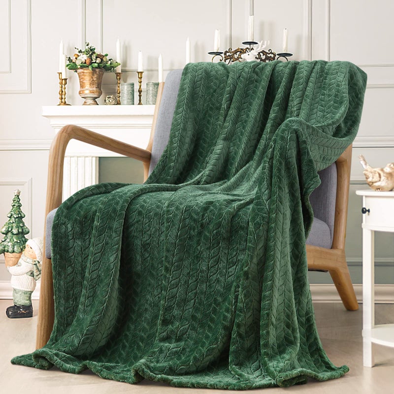 Inhand Fleece Throw Blanket, Super Soft Flannel Cozy for Adults, Washable Lightweight for Couch, Sofa, Bed, Office, Warm Plush for All Season, Green, 50"Ã—60" - Image 1
