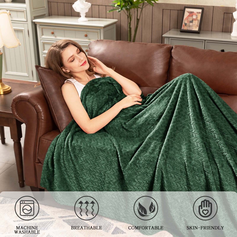 Inhand Fleece Throw Blanket, Super Soft Flannel Cozy for Adults, Washable Lightweight for Couch, Sofa, Bed, Office, Warm Plush for All Season, Green, 50"Ã—60" - Image 5