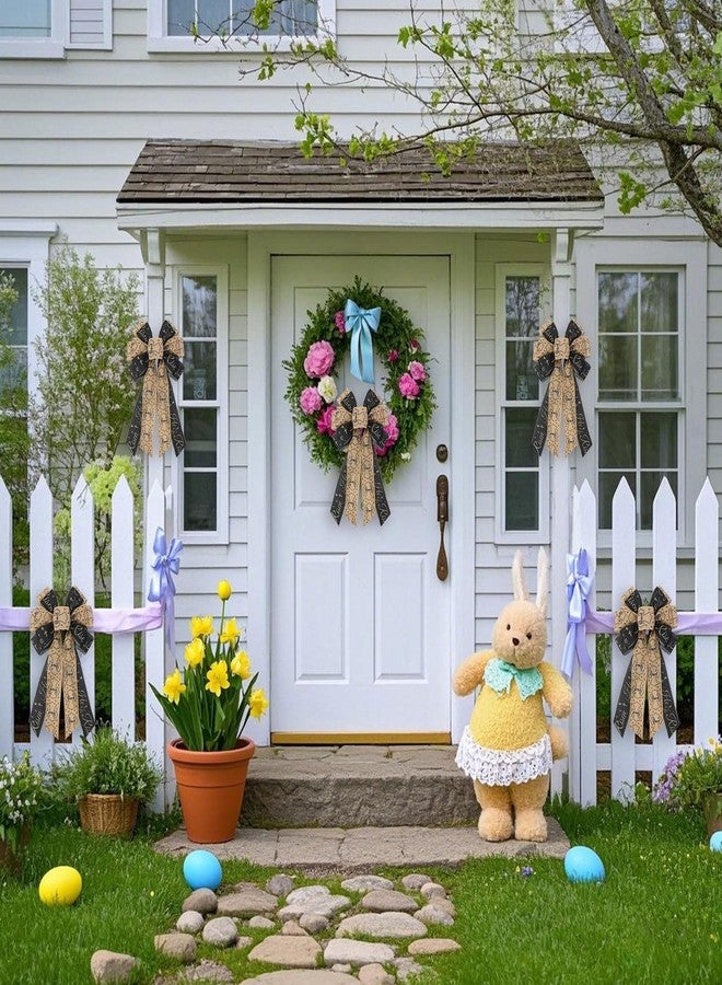 Glodecart Large Easter Bow for Wreath, He is Risen Religion Christian Cross Wreath Bow for Front Door Indoor Outdoor Wall Tree Topper Decoration Party Supplies Hanging Ornament Christian Themed Bow - Image 5