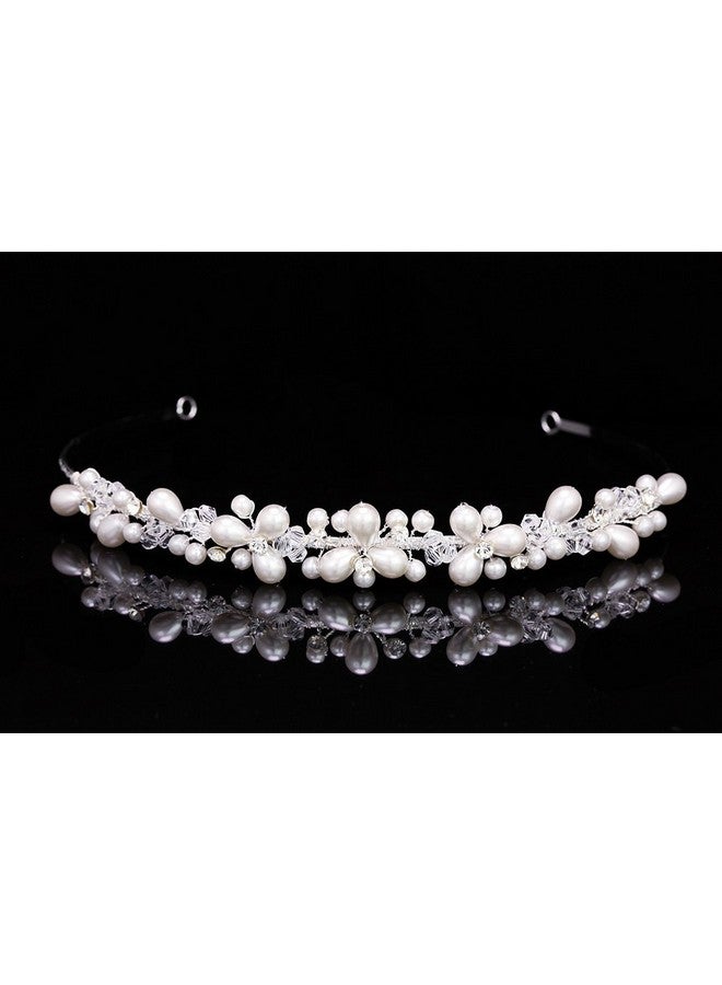 SAMKY Handmade Bridal Floral Rhinestone Crystal Pearls Prom Wedding Headband Tiara T940 - Image 4