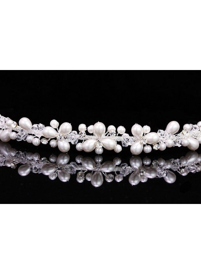 SAMKY Handmade Bridal Floral Rhinestone Crystal Pearls Prom Wedding Headband Tiara T940 - Image 5