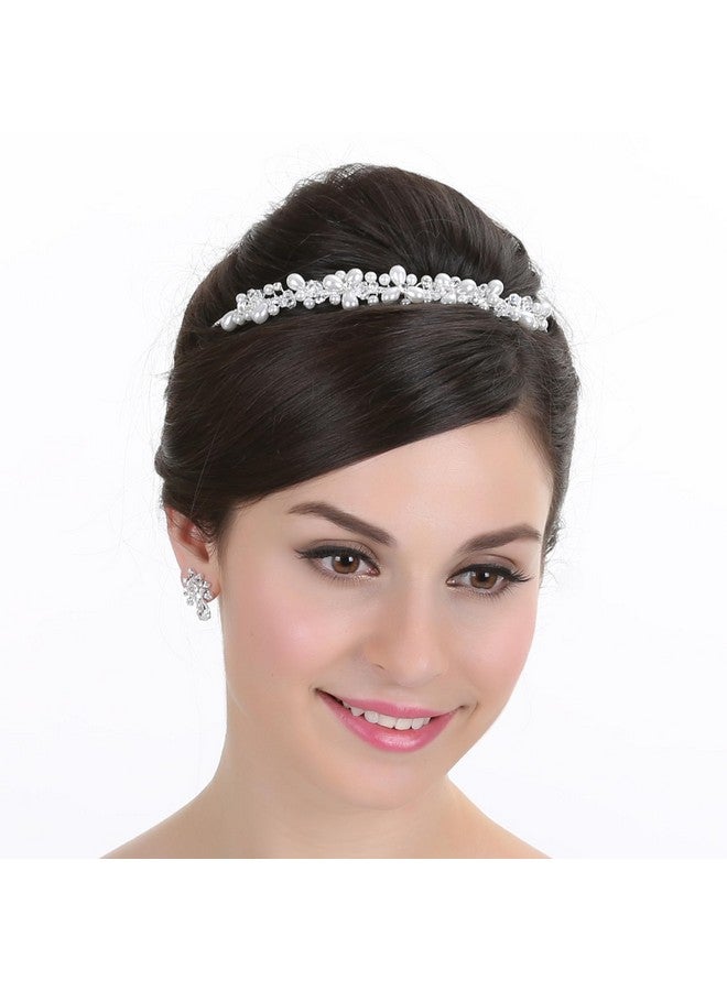 SAMKY Handmade Bridal Floral Rhinestone Crystal Pearls Prom Wedding Headband Tiara T940 - Image 3