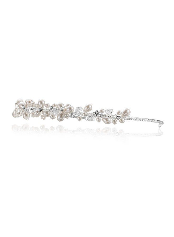 SAMKY Handmade Bridal Floral Rhinestone Crystal Pearls Prom Wedding Headband Tiara T940 - Image 2