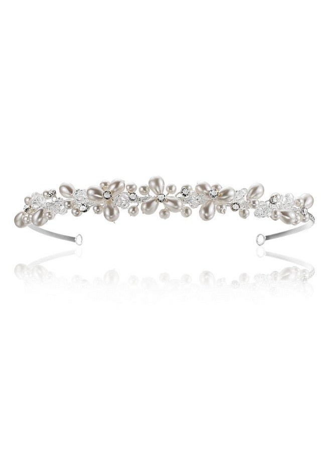 SAMKY Handmade Bridal Floral Rhinestone Crystal Pearls Prom Wedding Headband Tiara T940 - Image 1