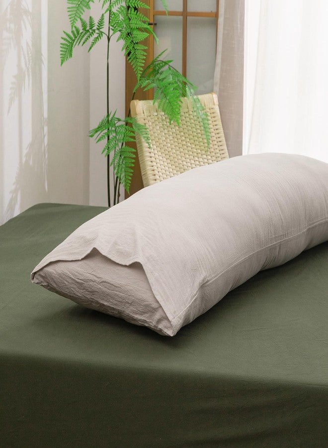 BESTOUCH 100% Washed Cotton Pillowcase for Hair and Skin Linen Feel Soft Comfortable Breathable 1 Pcs Pillow Case with Envelope Closure Solid Linen Grey Body 20x54 Inches - Image 4