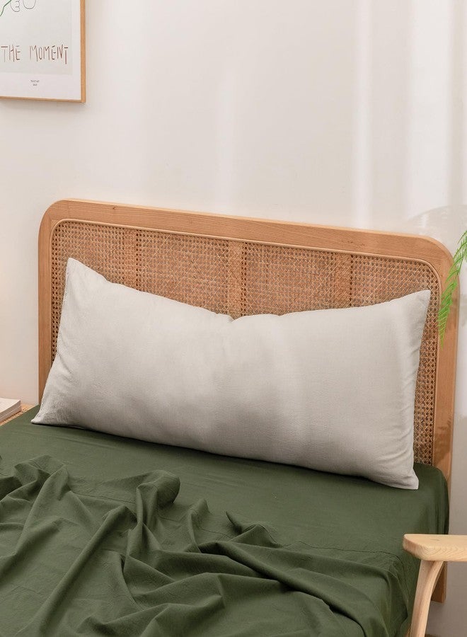 BESTOUCH 100% Washed Cotton Pillowcase for Hair and Skin Linen Feel Soft Comfortable Breathable 1 Pcs Pillow Case with Envelope Closure Solid Linen Grey Body 20x54 Inches - Image 3
