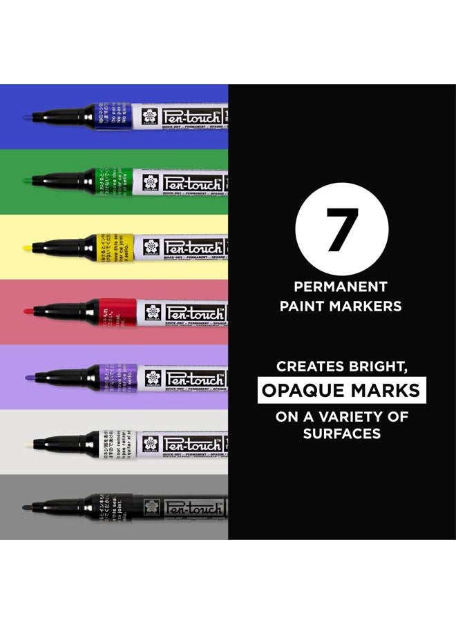 SAKURA Pen-Touch Paint Markers - Permanent Marker Pen - Assorted Colors - Fine Tip Size - 7 Pack  - Image 2