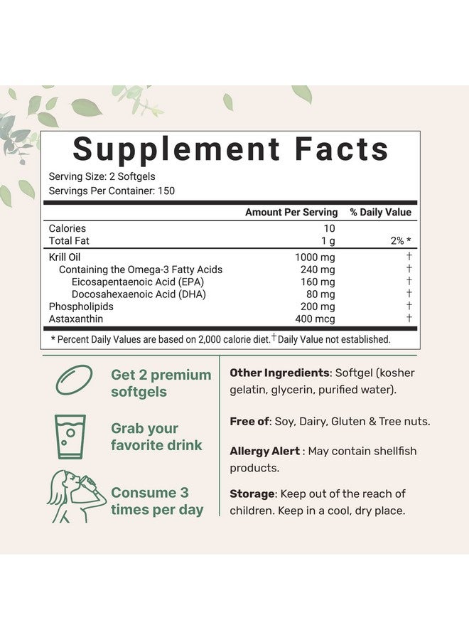 Micro Ingredients Antarctic Krill Oil Supplement 1000Mg Per Serving 300 Softgels Rich In Omega3S Epa Dha  Natural Astaxanthin Supports Immune System  Brain Health Easy To Swallow  - Image 3