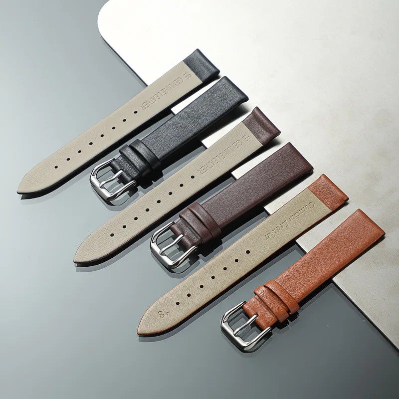 Bluejw Replacement Handmade Flat Pink Genuine Leather Watch Strap for Samsung – Luxury Soft 12mm 14mm 16mm 18mm 20mm 22mm Women's Watchband - Image 4
