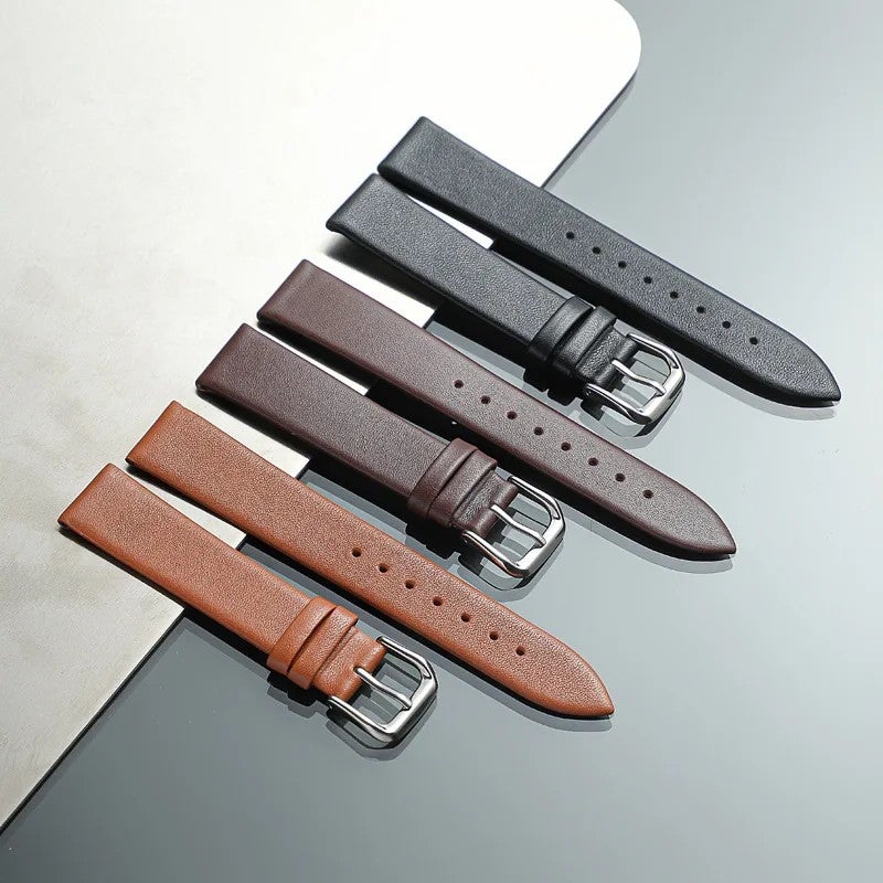 Bluejw Replacement Handmade Flat Pink Genuine Leather Watch Strap for Samsung – Luxury Soft 12mm 14mm 16mm 18mm 20mm 22mm Women's Watchband - Image 3