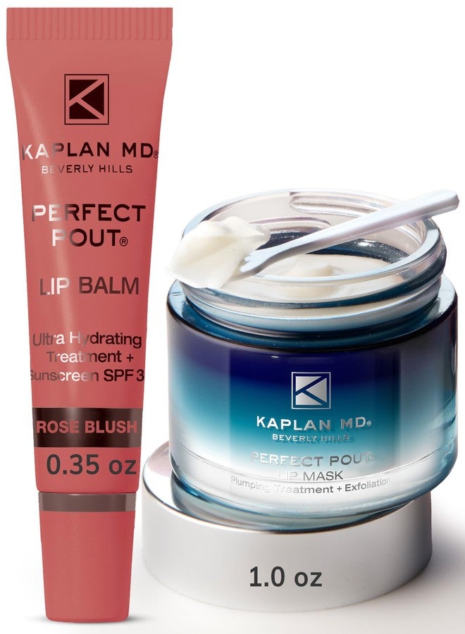 KAPLAN MD Perfect Pout Lip Mask & SPF 30 Lip Balm Duo – Hydrating Treatment with Hyaluronic Acid – Lip Mask (1 oz) + Rose Blush Balm (0.35 oz) - Image 1