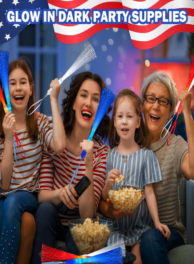 مجموعة من 12 عصا مضيئة من الألياف الضوئية للأطفال بمناسبة عيد الاستقلال، هدايا حفلات عيد الاستقلال للأطفال الصغار باللون الأحمر والأبيض والأزرق، ألعاب نارية وطنية لتزيين حفلات أعياد الميلاد - Image 4