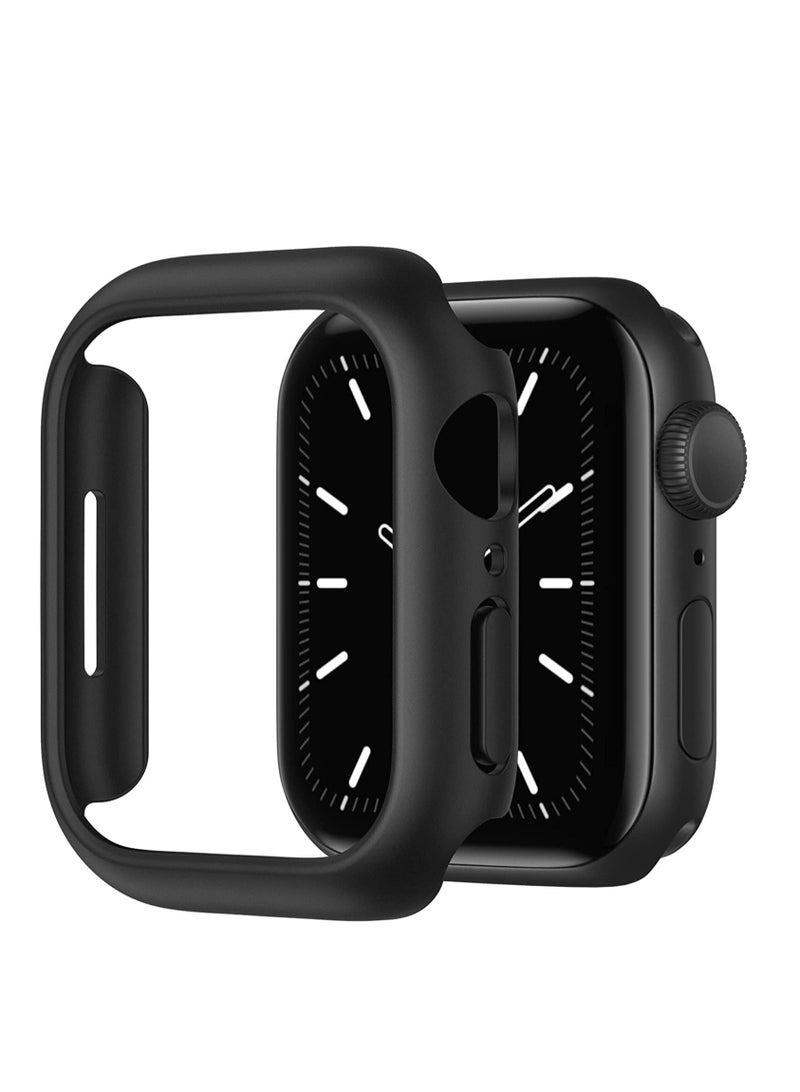 حافظة بإطار من البلاستيك PC مضادة للخدش ومقاومة للصدمات لساعة Apple Series 7 (45 ملم) (أسود) - Image 1