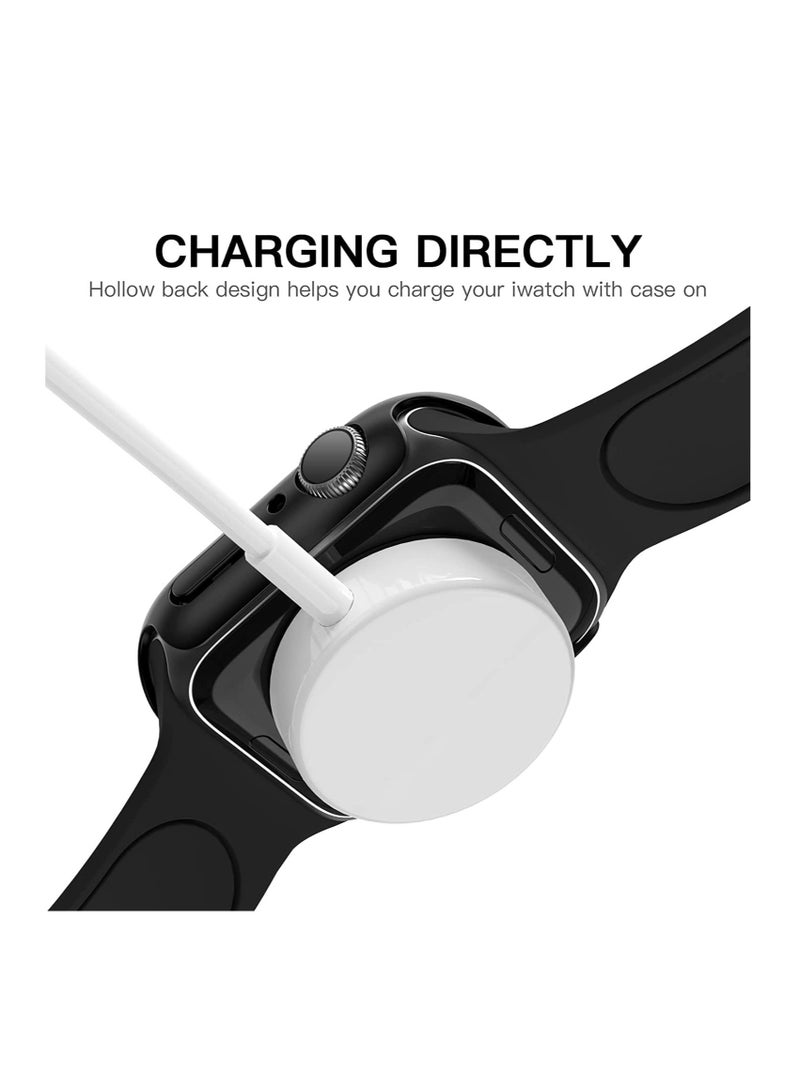 حافظة بإطار من البلاستيك PC مضادة للخدش ومقاومة للصدمات لساعة Apple Series 7 (45 ملم) (أسود) - Image 3