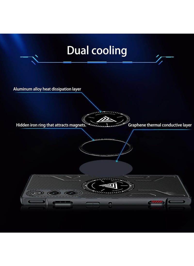 General Case Compatible ZTE Nubia Red Magic 10 Air 2025, Carbon Fibre Texture Magnetic Cooling Phone Case, Anti-Drop, Friction Resistant, Red Magic 10 Air Full Protection Case  - Image 4