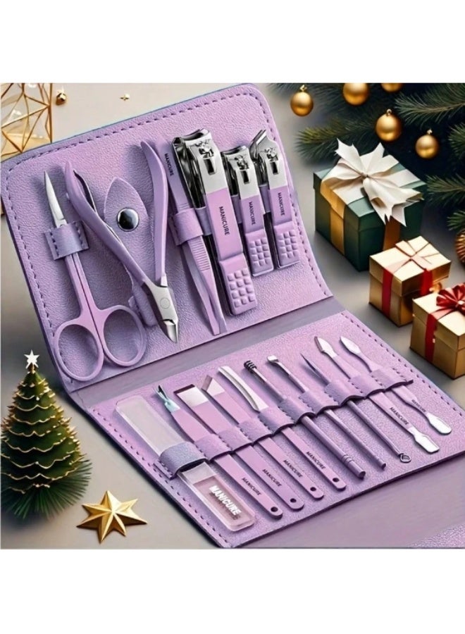 Manicare 16-Piece Manicure & Pedicure Set | Stainless Steel Nail Clippers & Grooming Tools | Home & Travel Essential - Image 4