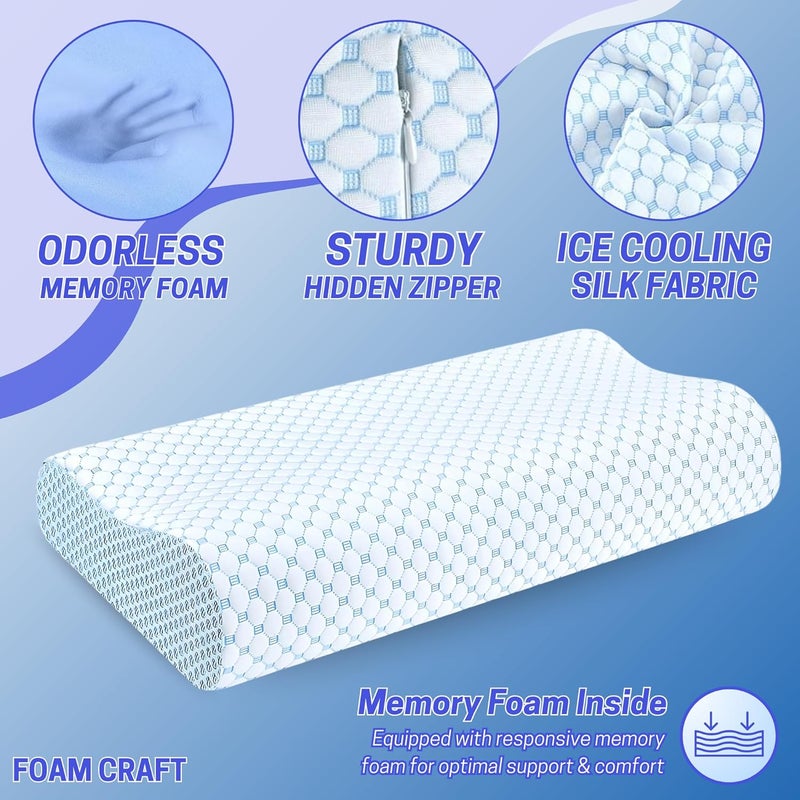 FOAM CRAFT Orthopedic Cervical Pillow for Side & Stomach Sleepers - Blue, Queen (16" X 28") - Image 3