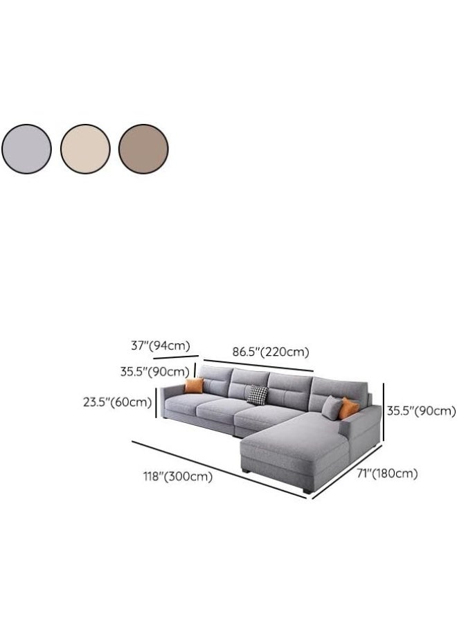 Zayn comforts Modern L-Shaped Living Room Sofa with Chaise and Concealed Support (Khaki, RIGHT BED) - Image 2