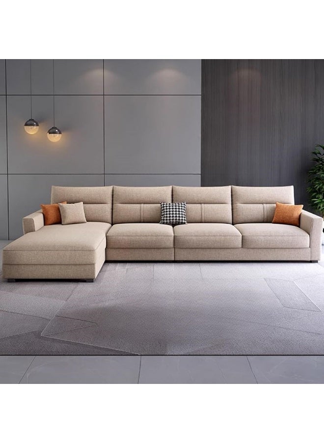 Zayn comforts Modern L-Shaped Living Room Sofa with Chaise and Concealed Support (Khaki, RIGHT BED) - Image 3