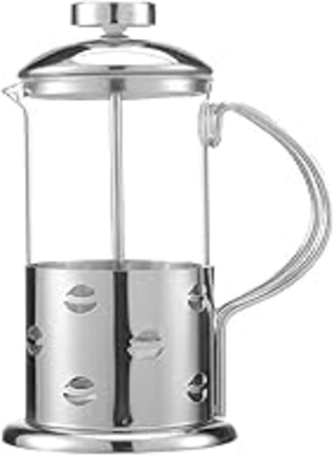 EXPRESSO French Press Coffee Plunger,Tea & Coffee Maker,Stainless Steel Thicker Durable Heat Resistant Borosilicate Glass,Silver(350 ML)