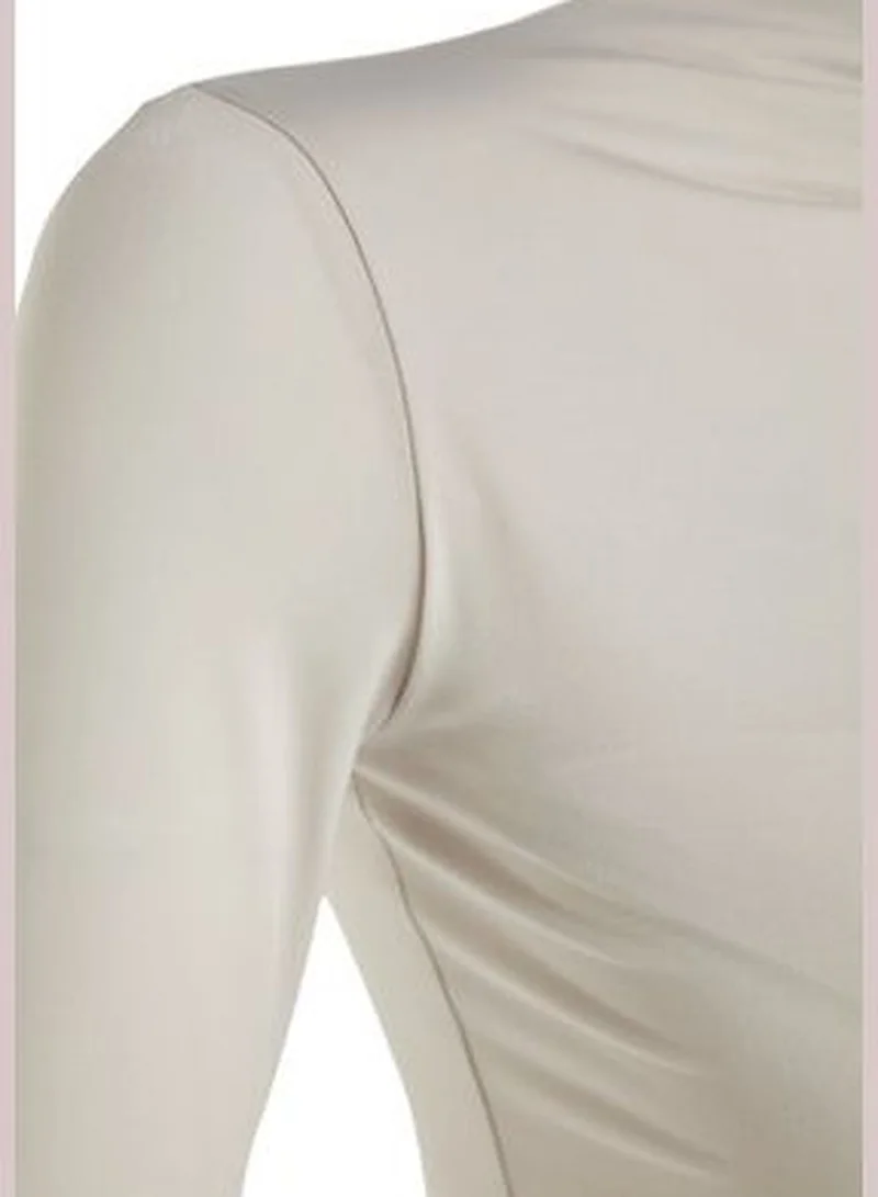 trendyol Light Stones Stand Collar Draped Crop Blouse TWOAW24BZ00164