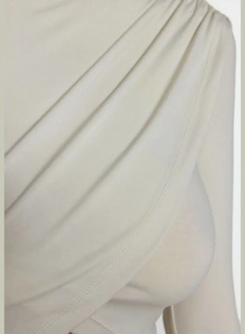 trendyol Light Stones Stand Collar Draped Crop Blouse TWOAW24BZ00164