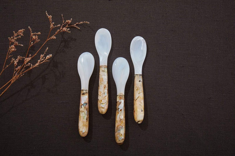 DUEBEL Set of 5 Pink Mother of Pearl MOP Caviar Spoons for Caviar, Egg, Icecream, Coffee Serving (Pink, 12.5x2.5cm) - Image 4
